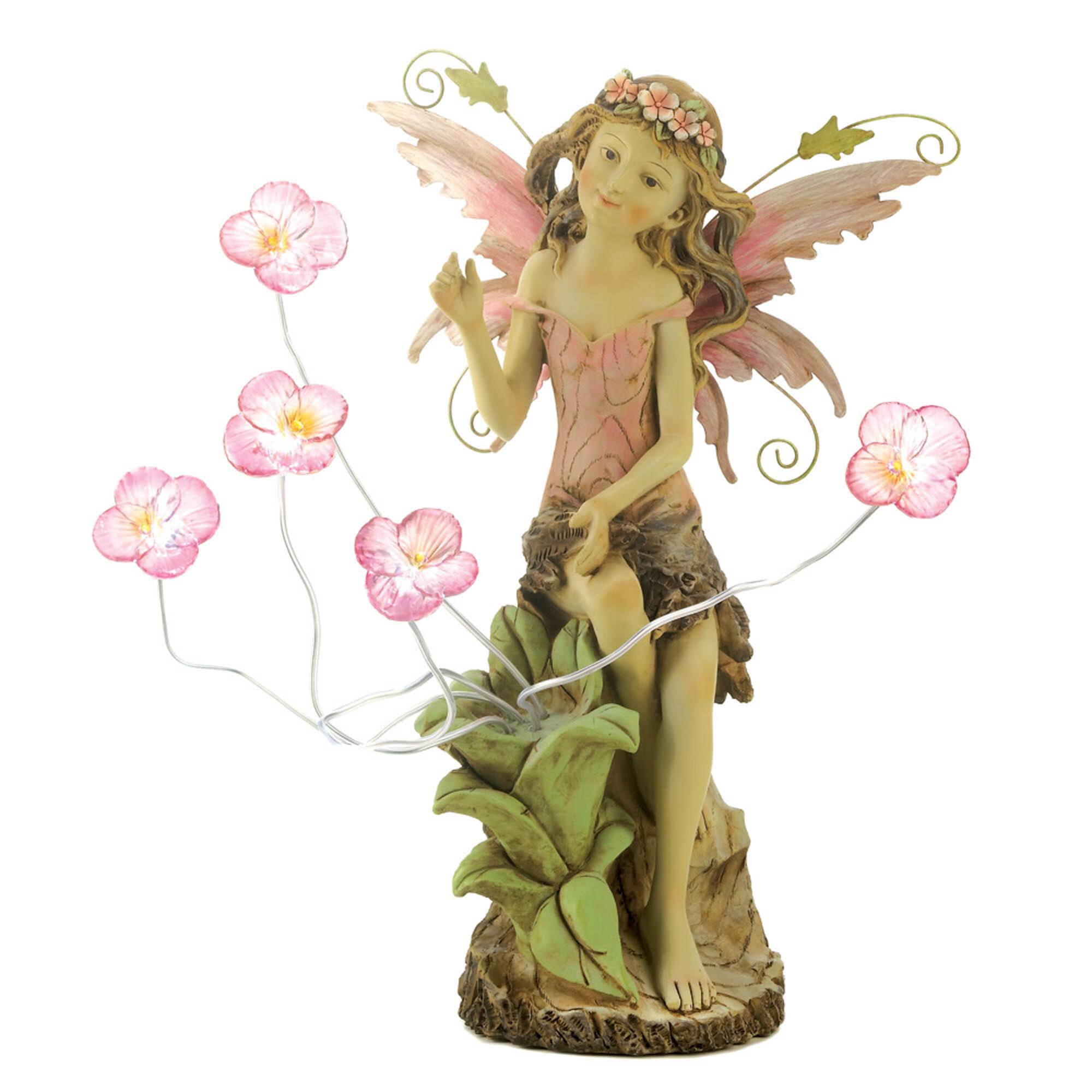18" Peony Fairy Solar Statue